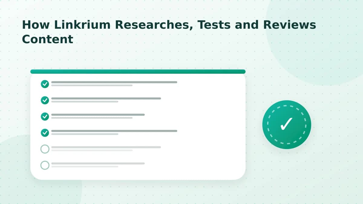 Editorial diagram: How Linkrium Researches, Tests and Reviews Content
