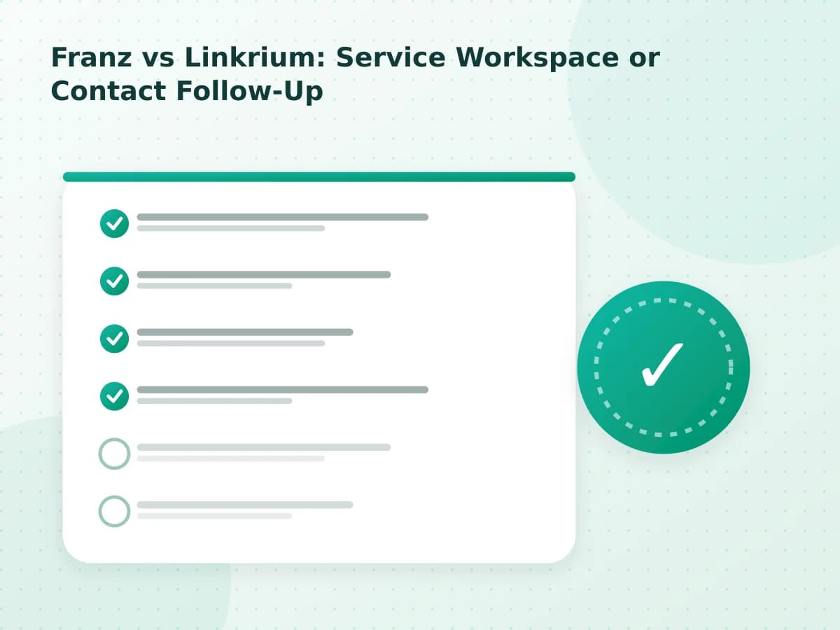 Editorial diagram: Franz vs Linkrium: Service Workspace or Contact Follow-Up