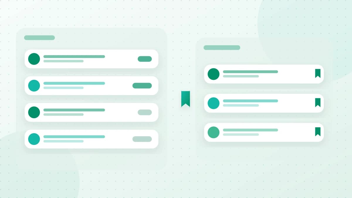 Tagged contacts arranged into filtered Linkrium lists beside a panel of bookmarked messages